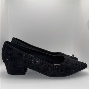 Carolyn Tucker Black Rhinestone Pumps Heel Women’s 8 Wide 8W